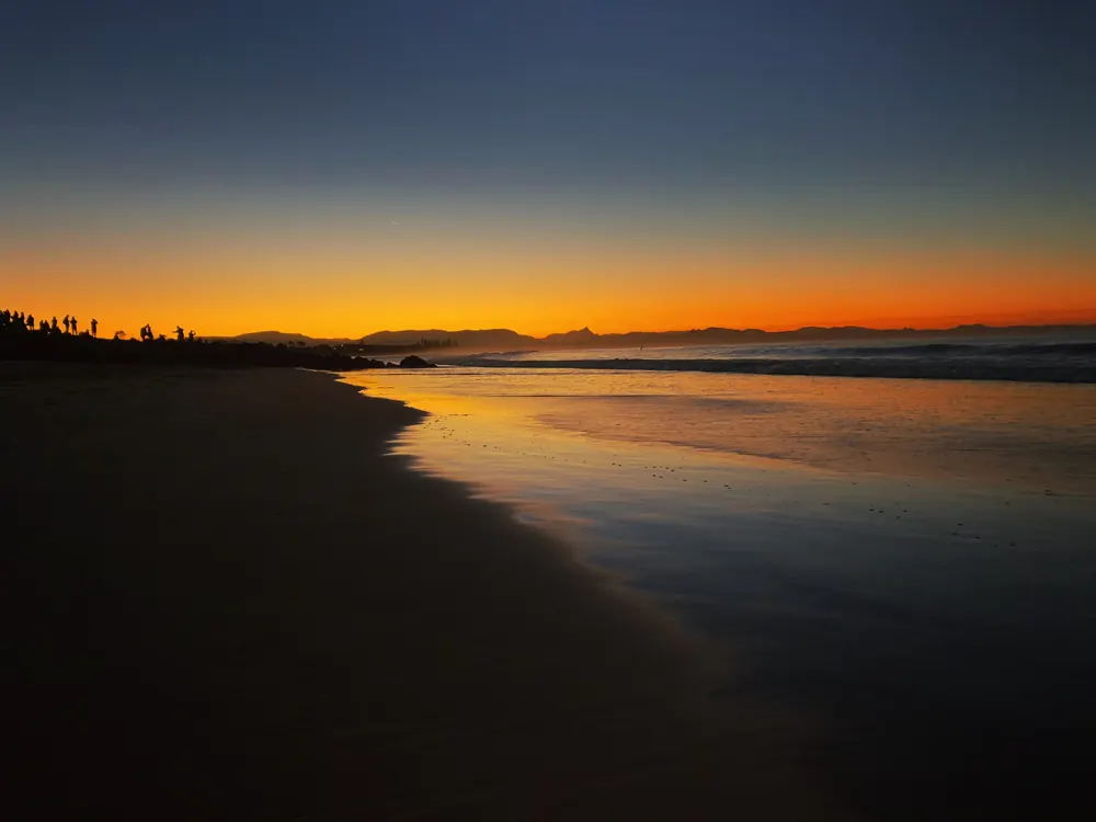 Last light over the beach at Byron Bay, New South Wales